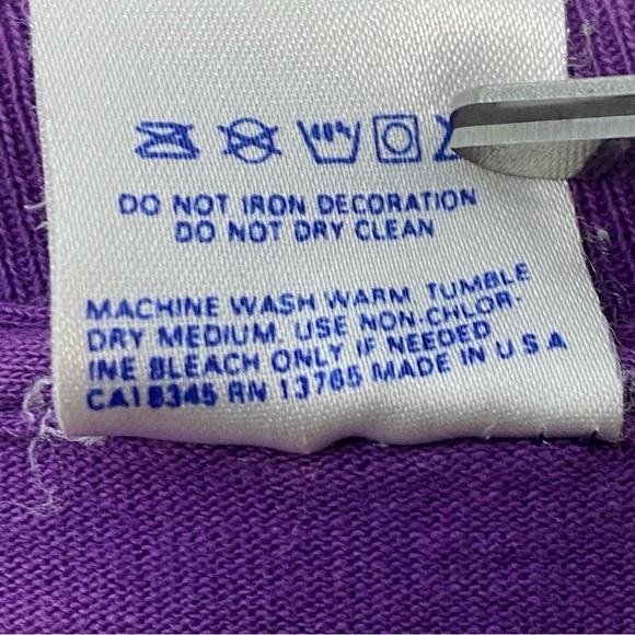 Vintage 80’s BVD Purple Single Stitch Selvedge Pocket T Shirt Made In USA Medium - Picture 7 of 7